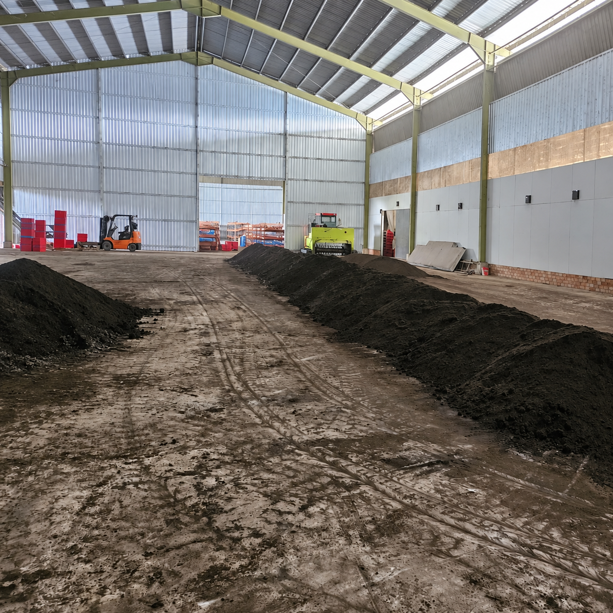 Palm oil biomass prepared inside the bioconversion facility